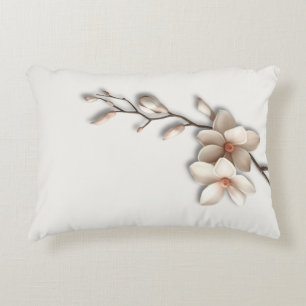 Leise Luxus Botanische Magnolie Dekokissen