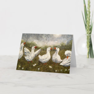 Leises Quaken: Weiße Ente Sternennacht Gans Karte