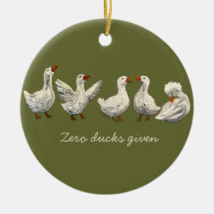 Leises Quaken: Weiße Ente Sternennacht Gans Keramik Ornament