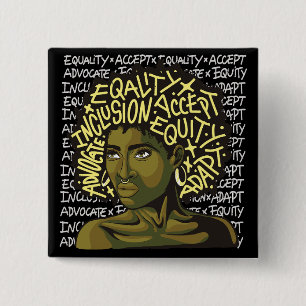 Leistungsstarke Afro Art über Equity und Inklusion Button