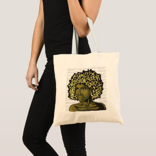 Leistungsstarke Afro Art über Equity und Inklusion Tragetasche