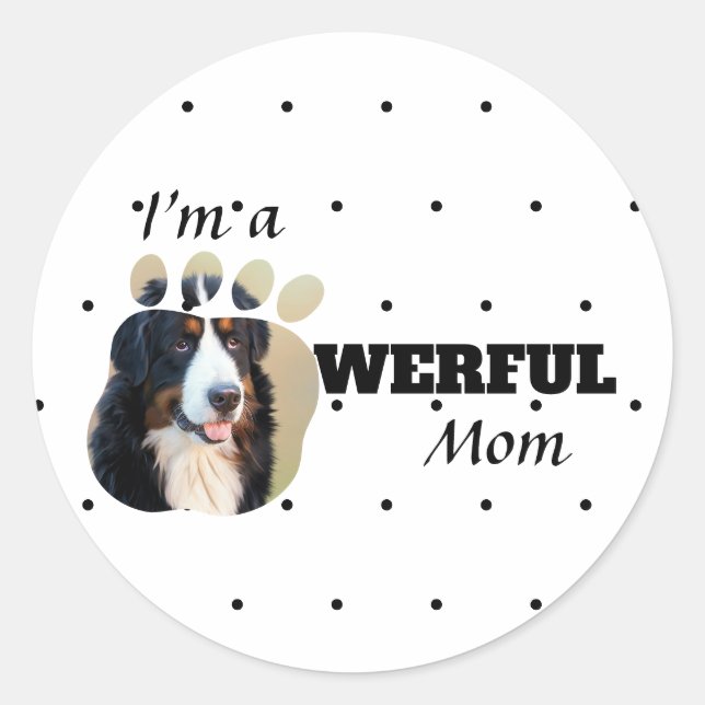 Leistungsstarke Cat/Hund-Mama-Textpaws fügen dem F Runder Aufkleber (Vorderseite)