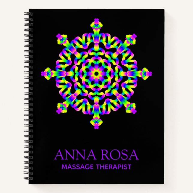 *~* Leistungsstarke Neon Mandala Neon Blue Yellow  Notizbuch (Vorderseite)