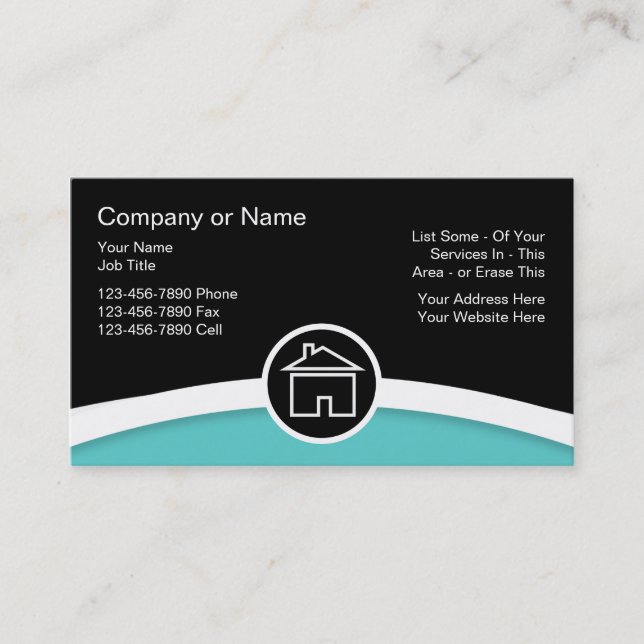 Leistungsstarke Real Anwesen Business Cards Visitenkarte (Vorderseite)