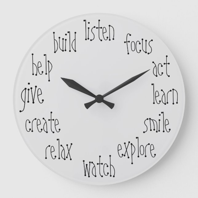 Leistungsstarke Verben Cool inspirierend Große Wanduhr (Vorderseite)