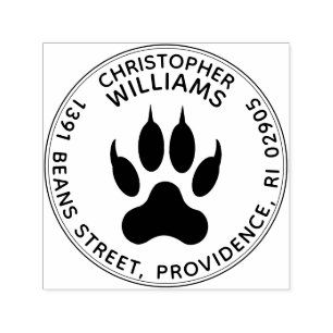 Leistungsstarke Wolf Paw Print Round Rücksendeadre Permastempel