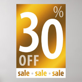 Leistungsstarkes 30%-iges Verkaufszeichen | Golden Poster