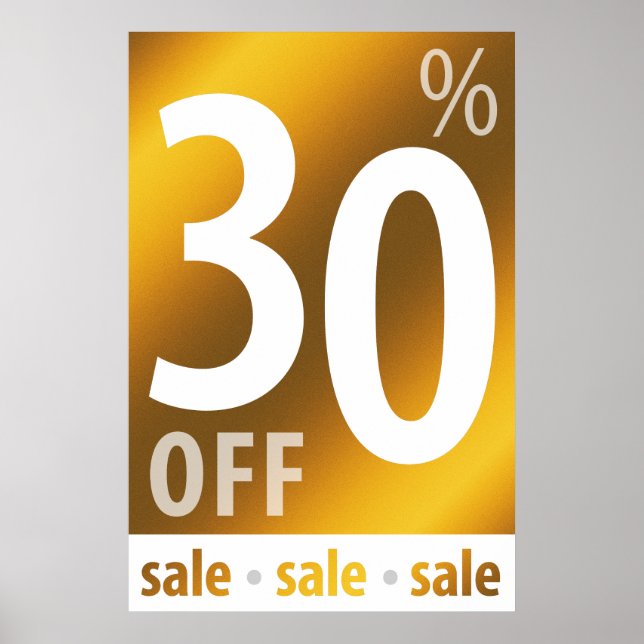 Leistungsstarkes 30%-iges Verkaufszeichen | Golden Poster (Vorne)