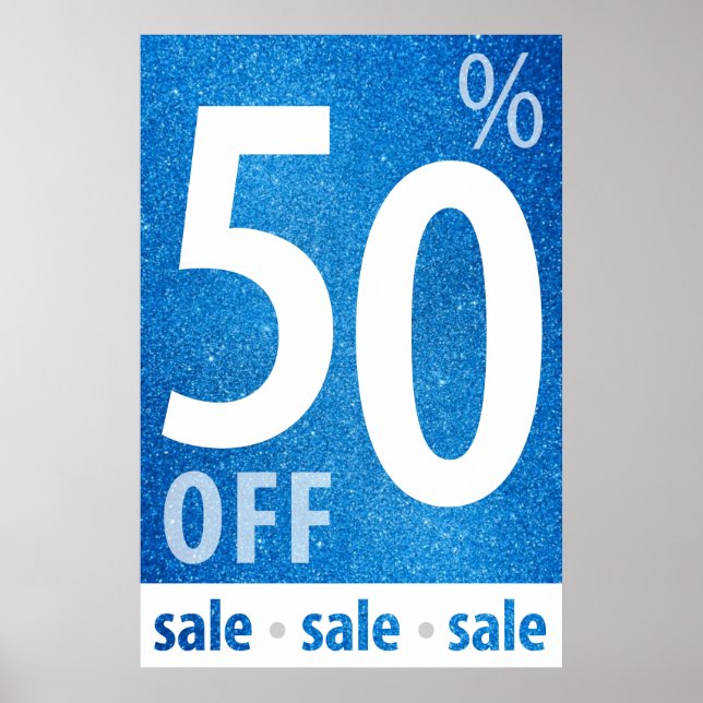 Leistungsstarkes 50%-iges Verkaufszeichen | Blauer Poster (Vorne)