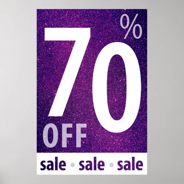 Leistungsstarkes 70%-iges Verkaufszeichen | LILA G Poster (Vorne)