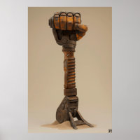 Leistungsstarkes Jackhammer-Faust-3D-Render-Poster