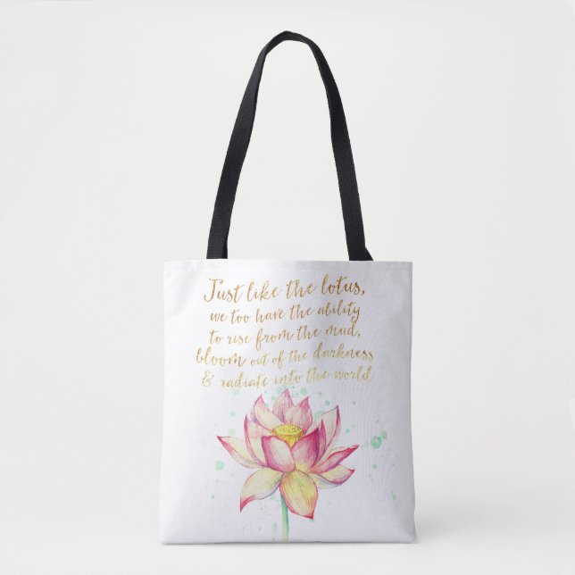Leistungsstarkes Postivite Zitat mit Lotus Tasche (Vorderseite)
