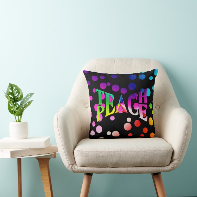 LEITEN PEACE Rainbow Graphic on Polka Dots Kissen (Stuhl )