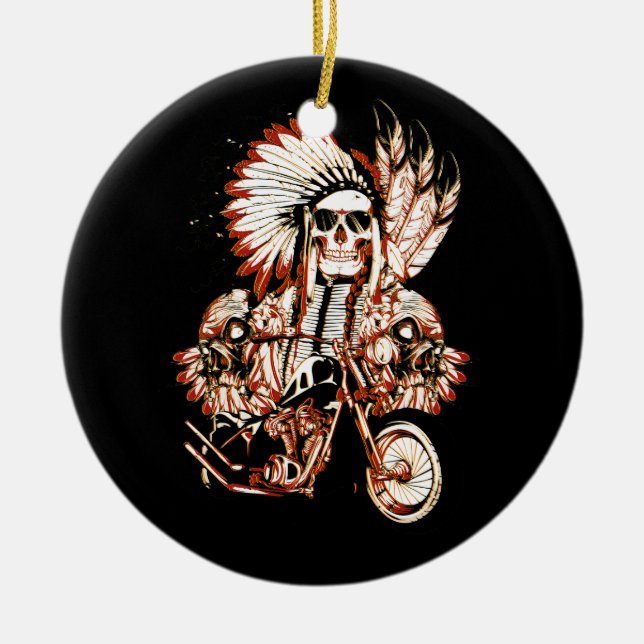 Leiter der Motorräder eines Amerikanischen Ureinwo Keramik Ornament (Vorne)