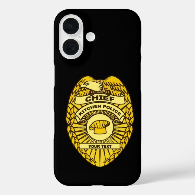 Leiter des Abzeichens der Polizei der Küche iPhone 16 Hülle (Rückseite)