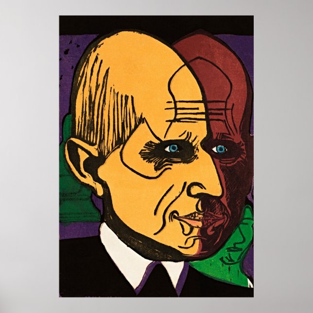 Leiter Dr. Bauer - Retro Expressionist Art Print Poster (Vorne)