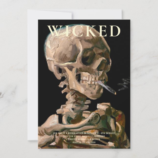 Leiter einer Skeleton Fine Art Halloween Einladung (Vorderseite)