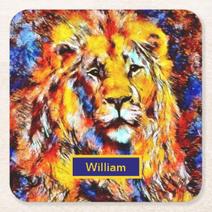Leiter einer Vintagen Kunst der Lion Rechteckiger Pappuntersetzer