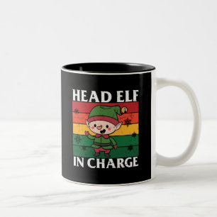 Leiter Elf in der Leitung - Niedlicher Weihnachtse Zweifarbige Tasse