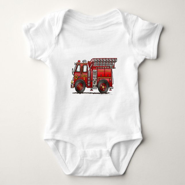 Leiter-Löschfahrzeug-Feuerwehrmann Baby Strampler (Vorderseite)