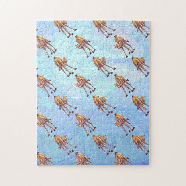 Leiter und Schwanz Camel Pattern auf blau (Vertikal)
