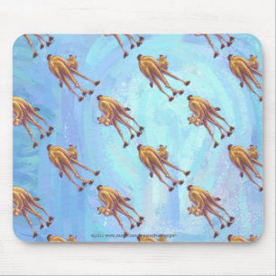 Leiter und Schwanz Camel Pattern auf blau Mousepad