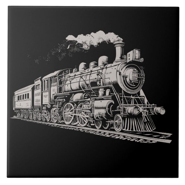 Leiterbahn Vintage Grafikdesign-Skizze Retro-Steam Fliese (Vorderseite)