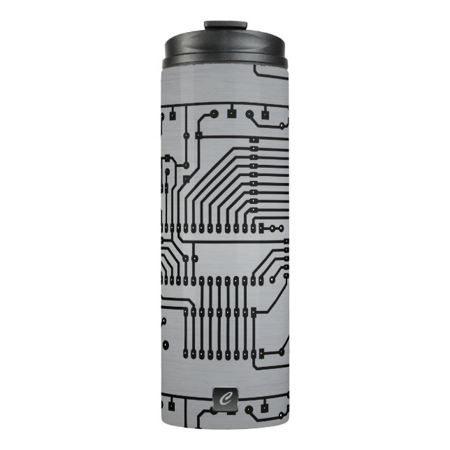 Leiterplatte-metallische mit Monogramm Trommel Thermosbecher (Vorderseite)