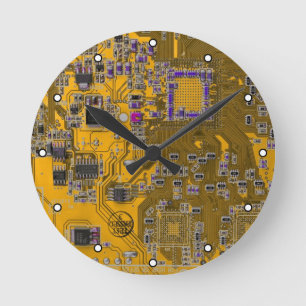 Leiterplattenplatine Orange für gedruckte Leiterpl Runde Wanduhr