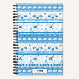 Leitfaden Dog Tale Labrador Muster - Blau - Klein Notizbuch