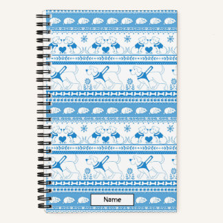 Leitfaden Dog Tale Labrador Muster - Blau - Klein Notizbuch