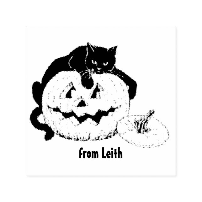 LEITH ~ HALLOWEEN ~ Vintage Katzenpumpen zeichn ~ Permastempel (Design)
