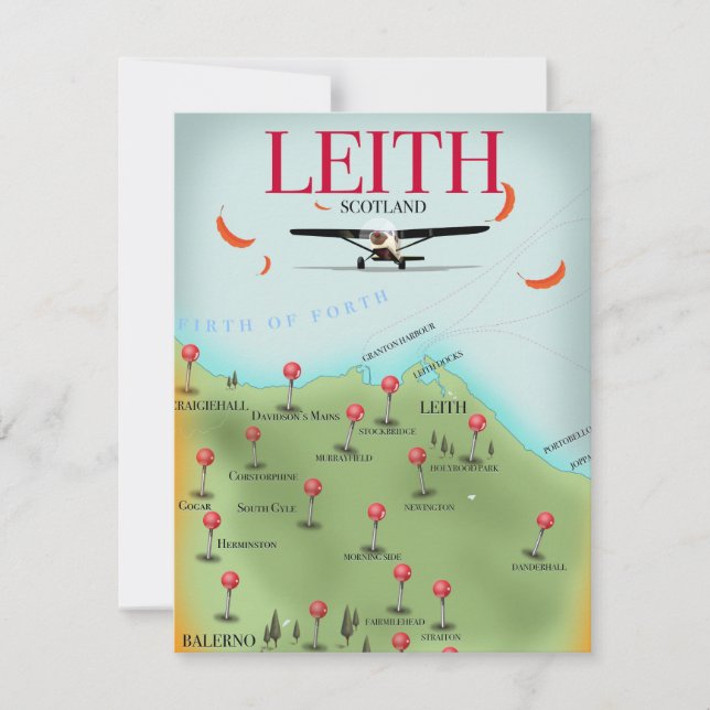 Leith Scotland Vintage Style-Landkarte (Vorderseite)