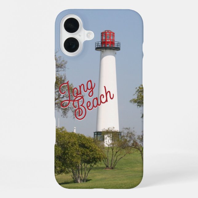 Leitlichter: Long Beach Leuchtturm Serenity iPhone 16 Plus Hülle (Rückseite)