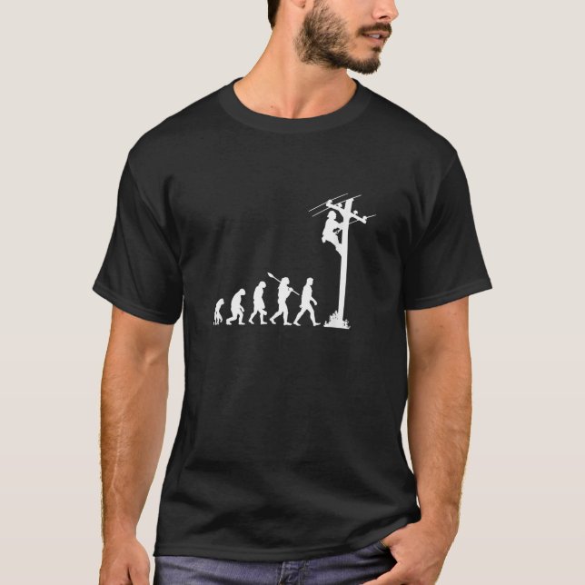Leitungsmann Evolution Elektriker Leitungsmann T-Shirt (Vorderseite)