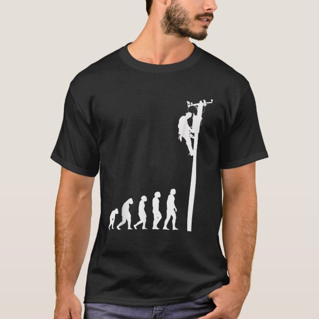 Leitungsmann Evolution Lustiger Elektrokabelmann E T-Shirt (Vorderseite)