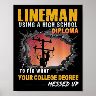 Leitungsmonteur verwendet einen High-School-Abschl Poster