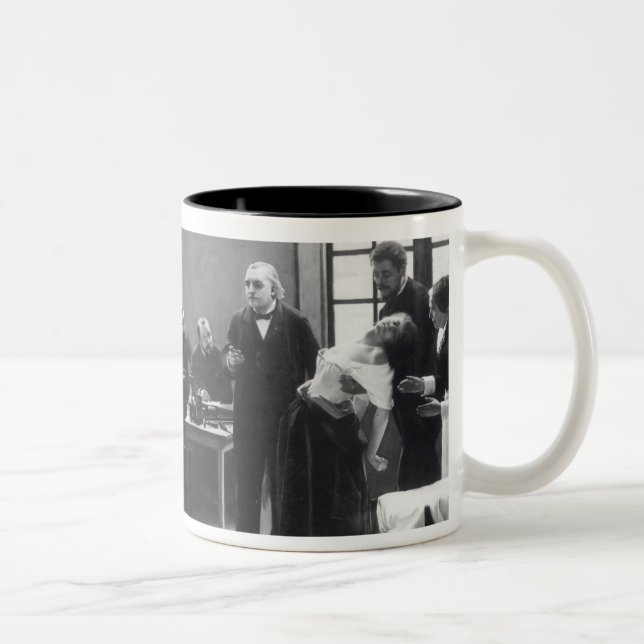 Lektion mit Doktor Charcot beim Salpetriere Zweifarbige Tasse (Rechts)