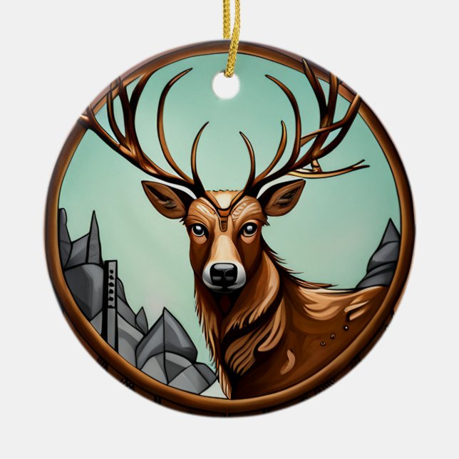 L'élégance des cerfs : un ornement de Noël élégant (Devant)