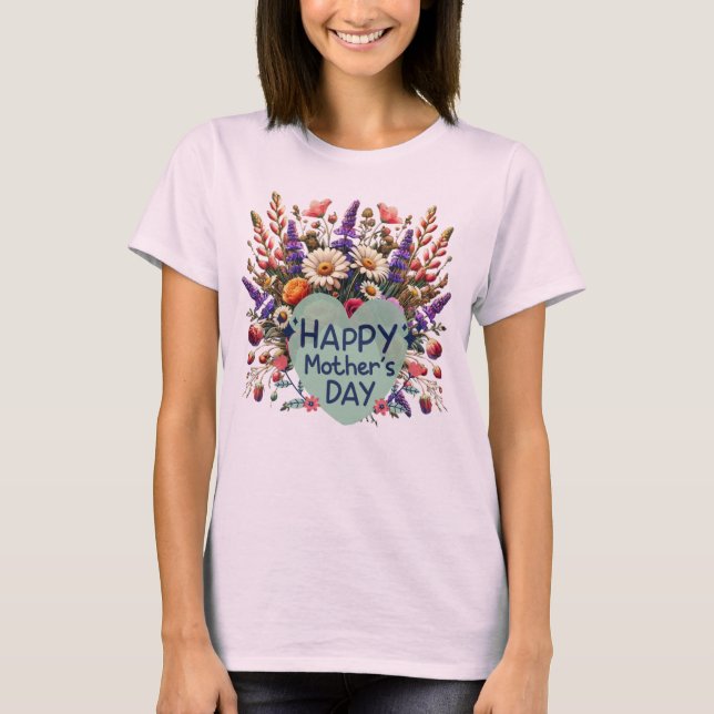 "L'élégance du T-shirt Fleur sauvage de la Fête de (Devant)