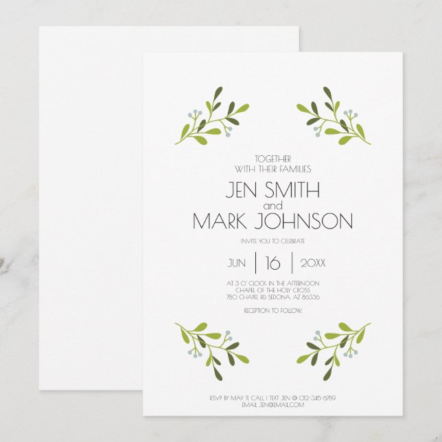 L'élégante Faire-part de mariage moderne. (Devant / Derrière)