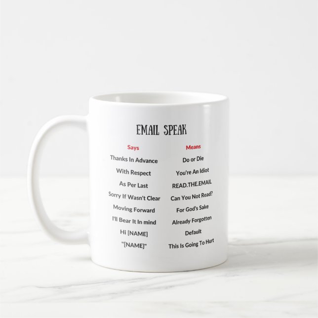 L'email parlent la tasse de traducteur (Gauche)