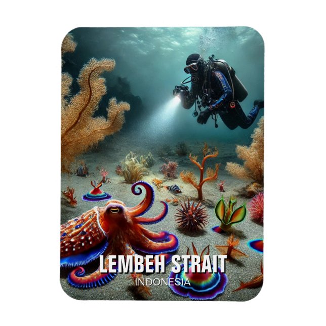 Lembeh Strait Indonesia Scuba Diver Magnet (Vertikal)