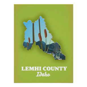 Lemhi County, Idaho Karte Poster