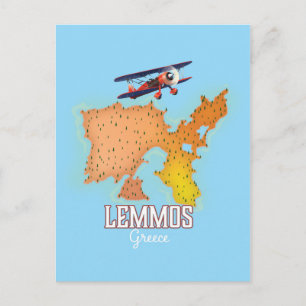Lemmos Griechisches Illustriertes Reiseplakat Postkarte
