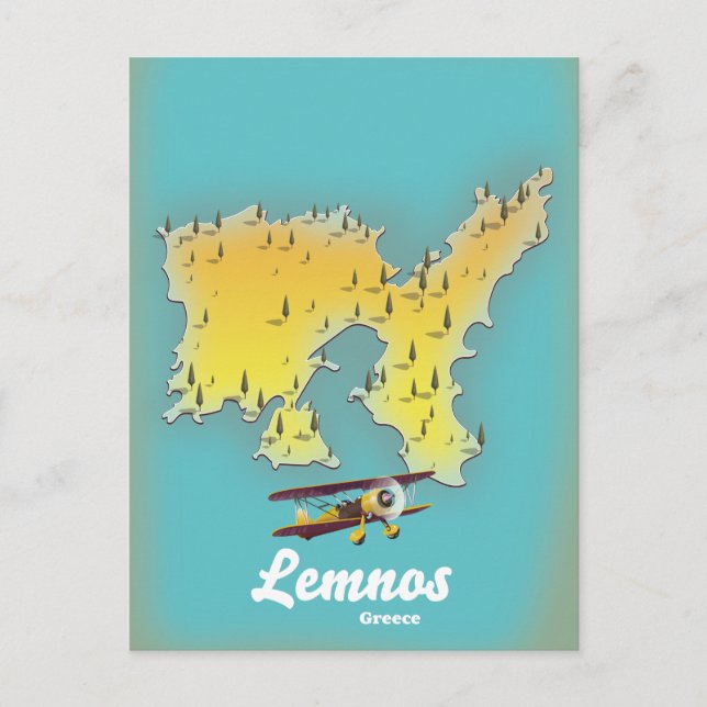 Lemnos Greece Retromap Postkarte (Vorderseite)