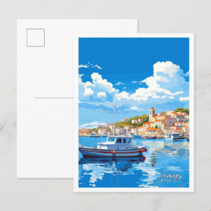 Lemnos Griechenland Art Vintage Reise Illustration Postkarte