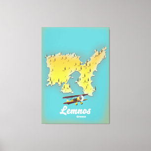 Lemnos Griechenland Retro-Karte Leinwanddruck