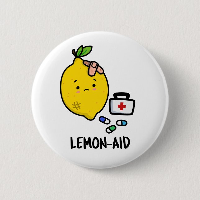 Lemon aid Funny First Aid Lemon Pun Button (Vorderseite)