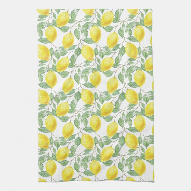 Lemon and Leaves Pattern Geschirrtuch (Vertikal)